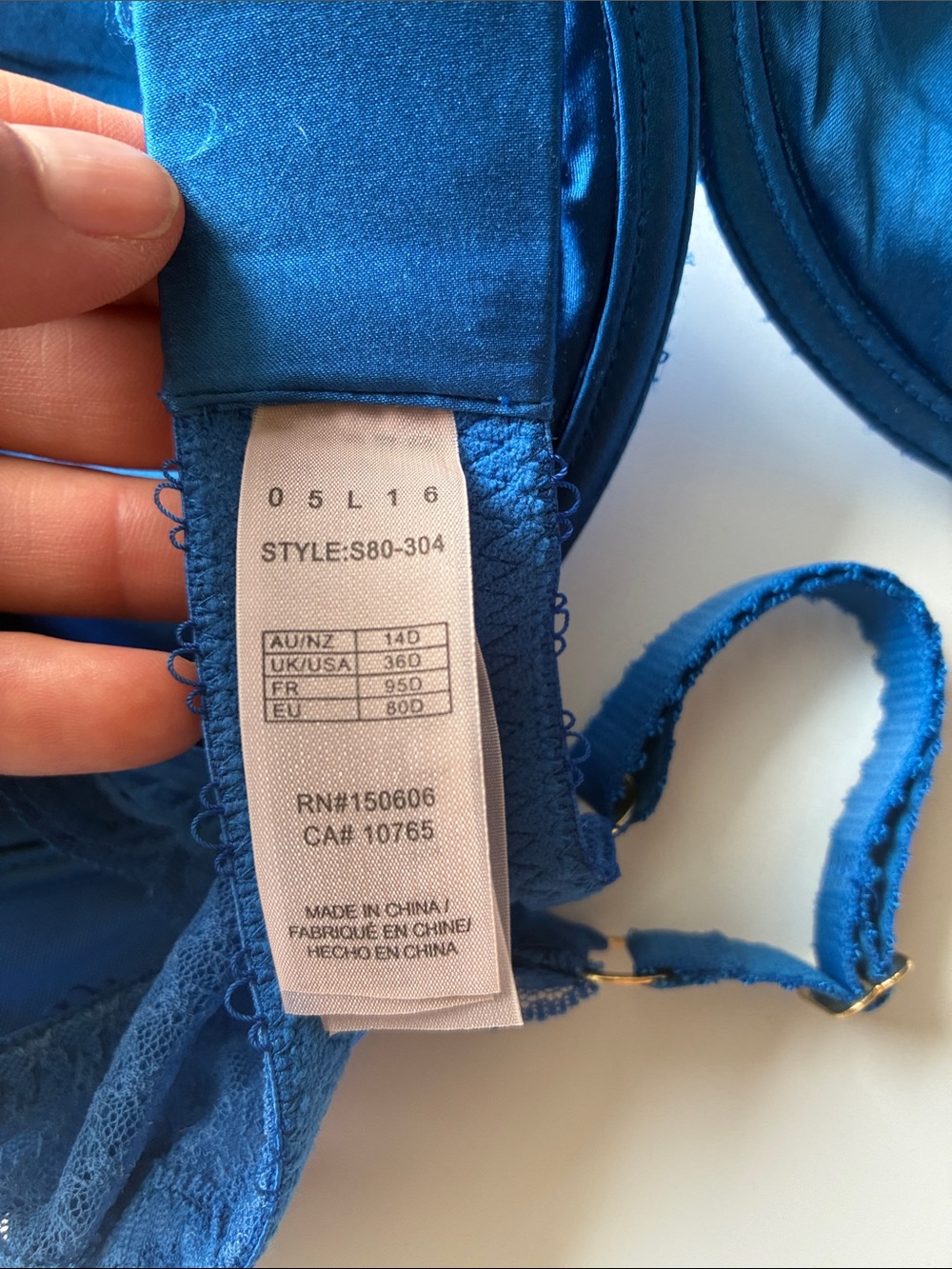 Stella McCartney Blue Satin Lace Push-Up Bra - Picture 3 of 9